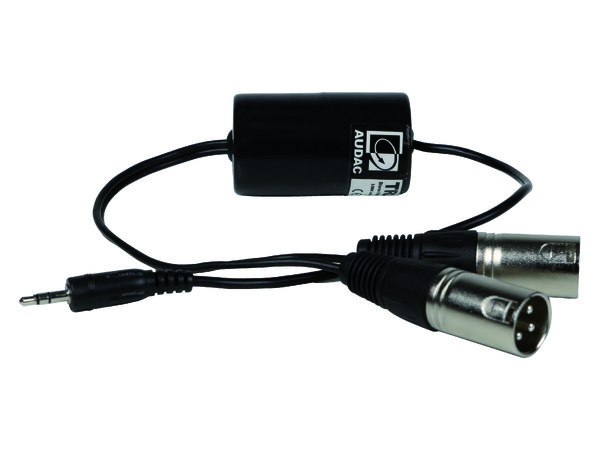 Audac TR2080, Skilletrafo Passiv 3,5mm Jack - 2x XLR han 